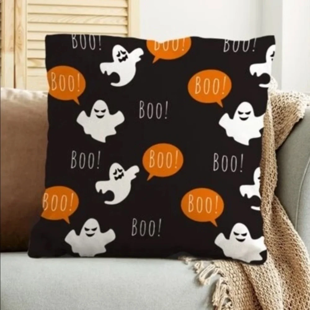 2 Pack Ghost Boo Halloween Pillow Cover